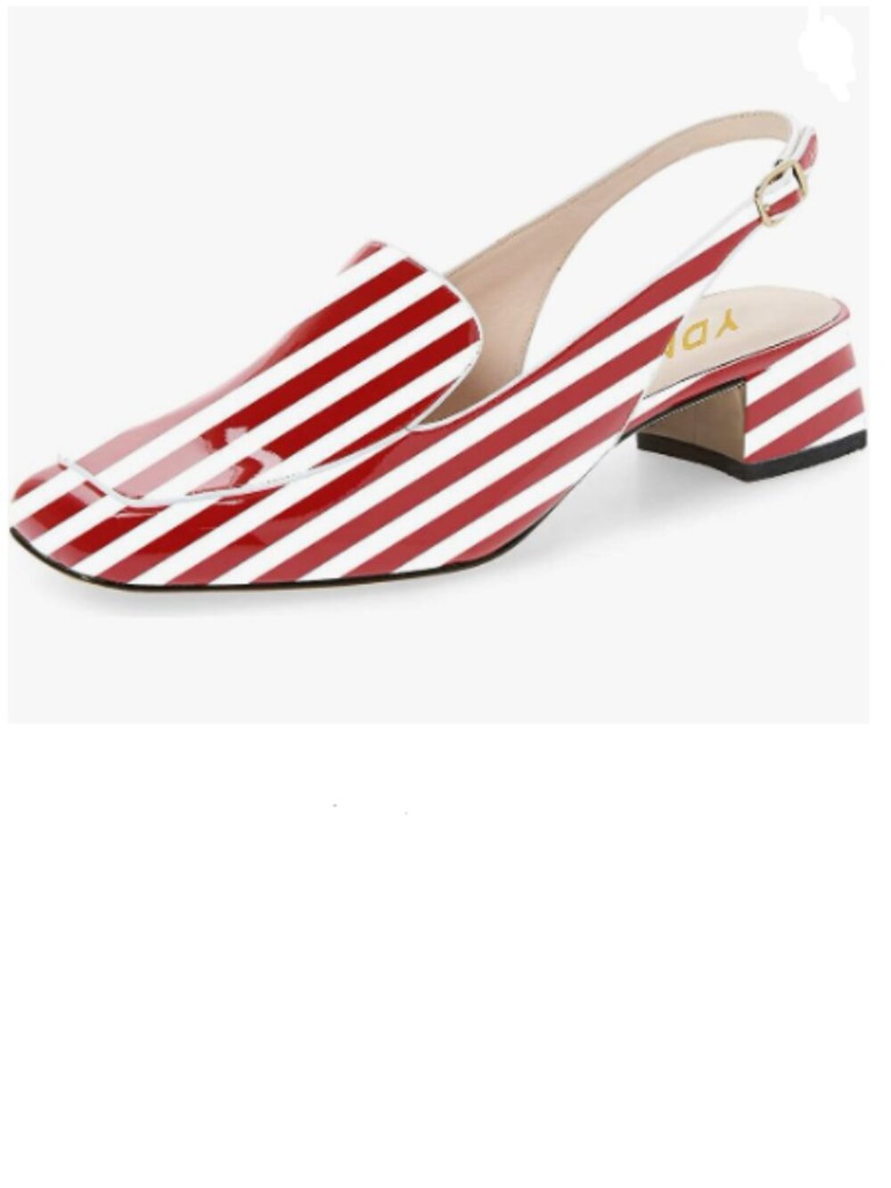 YDN Red Stripe Square Toe Block Low Heels Slingback Formal Loafer Dressy Shoes